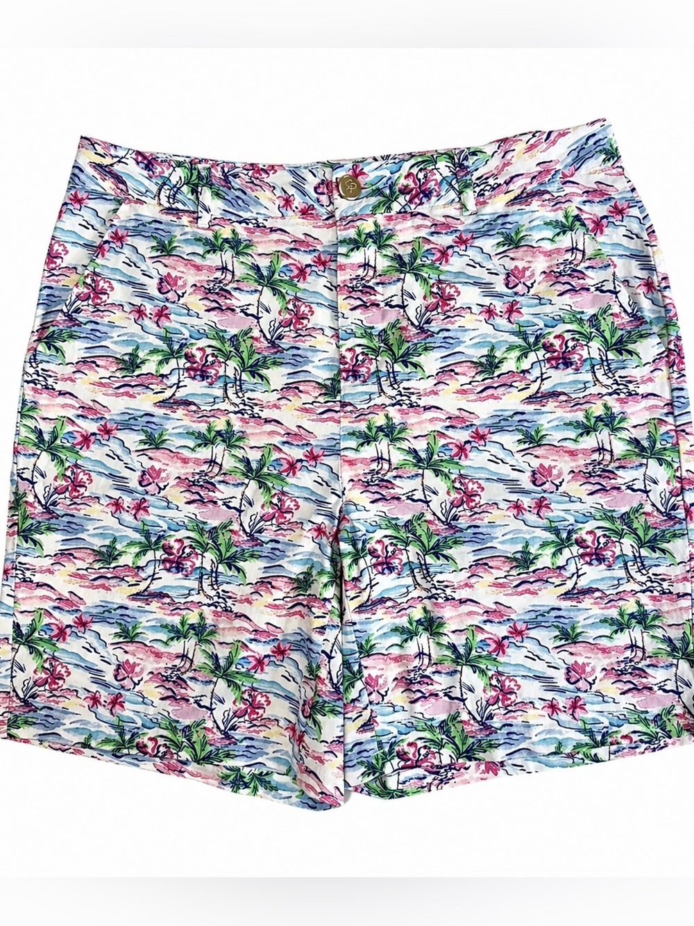 Stella Parker Golf Tropical Print Shorts Size 10 Stretch Cotton Resort Preppy